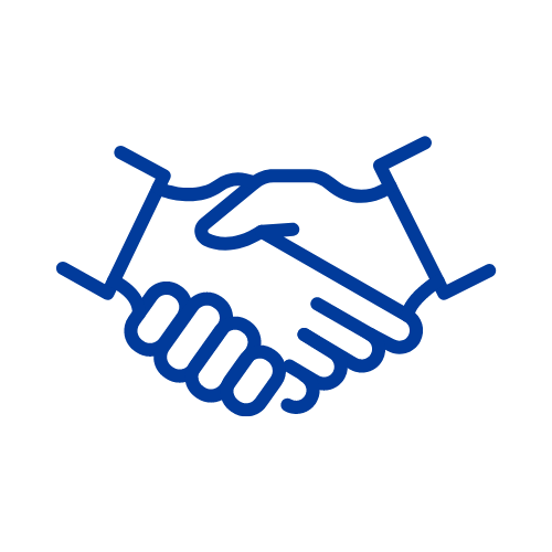 Handshake icon in blue