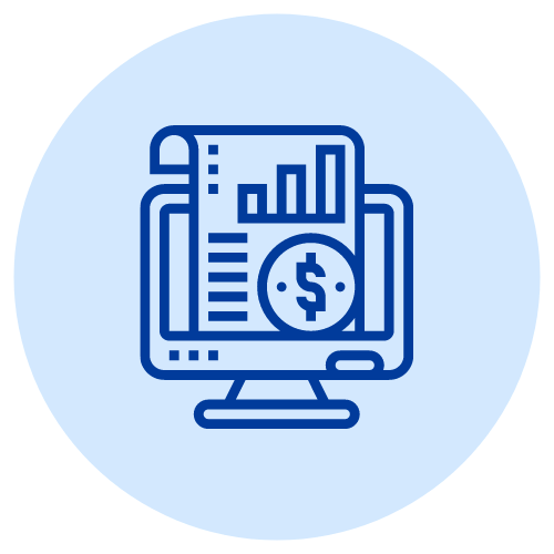 Desktop with financial graph icon